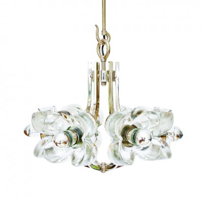 Mazzega Ice Glass Flower Chandelier