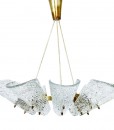 Huge J.T. Kalmar Textured Glass and Brass 9-Arm Chandelier